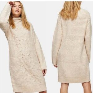 TopShop Cable Knit Long Sleeve Midi Sweater Dress.  Comfortable/oversized.  NWT